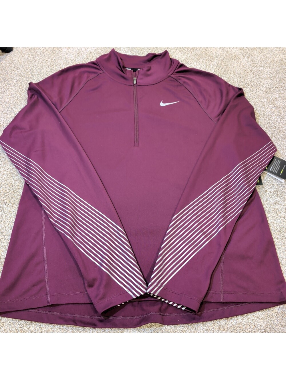 Women's Nike Dri-FIT Running Long Sleeve Pullover - Burgundy, Large NWT
